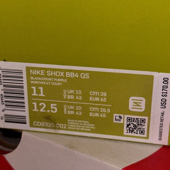 Nike Shox BB4 “Raptors” Men’s Size 11 US  New w og Box  CD9335-002 - Picture 11 of 12